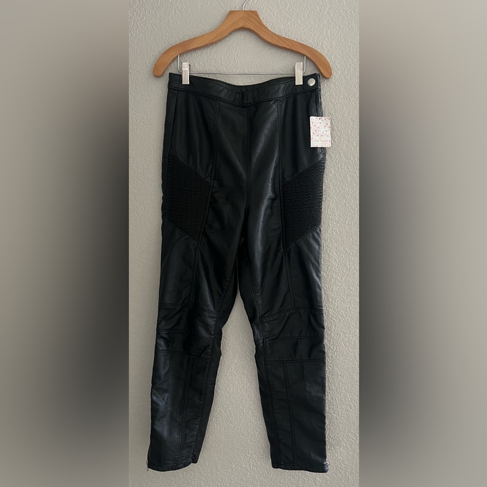 NWT Free People Kaelin Faux Leather Moto Leggings Size 12